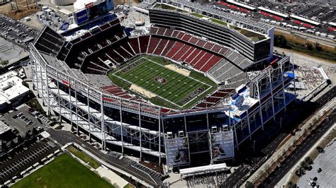 Santa clara stadium - Description: American football stadium in Santa Clara, California, USA; Home to the San Francisco 49ers. Address: 4900 Marie P. DeBartolo Way, Santa Clara, CA 95054. Ukraine is facing shortages in its brave fight to survive. Please support Ukraine, because Ukraine supports the laws and values of the democratic world.